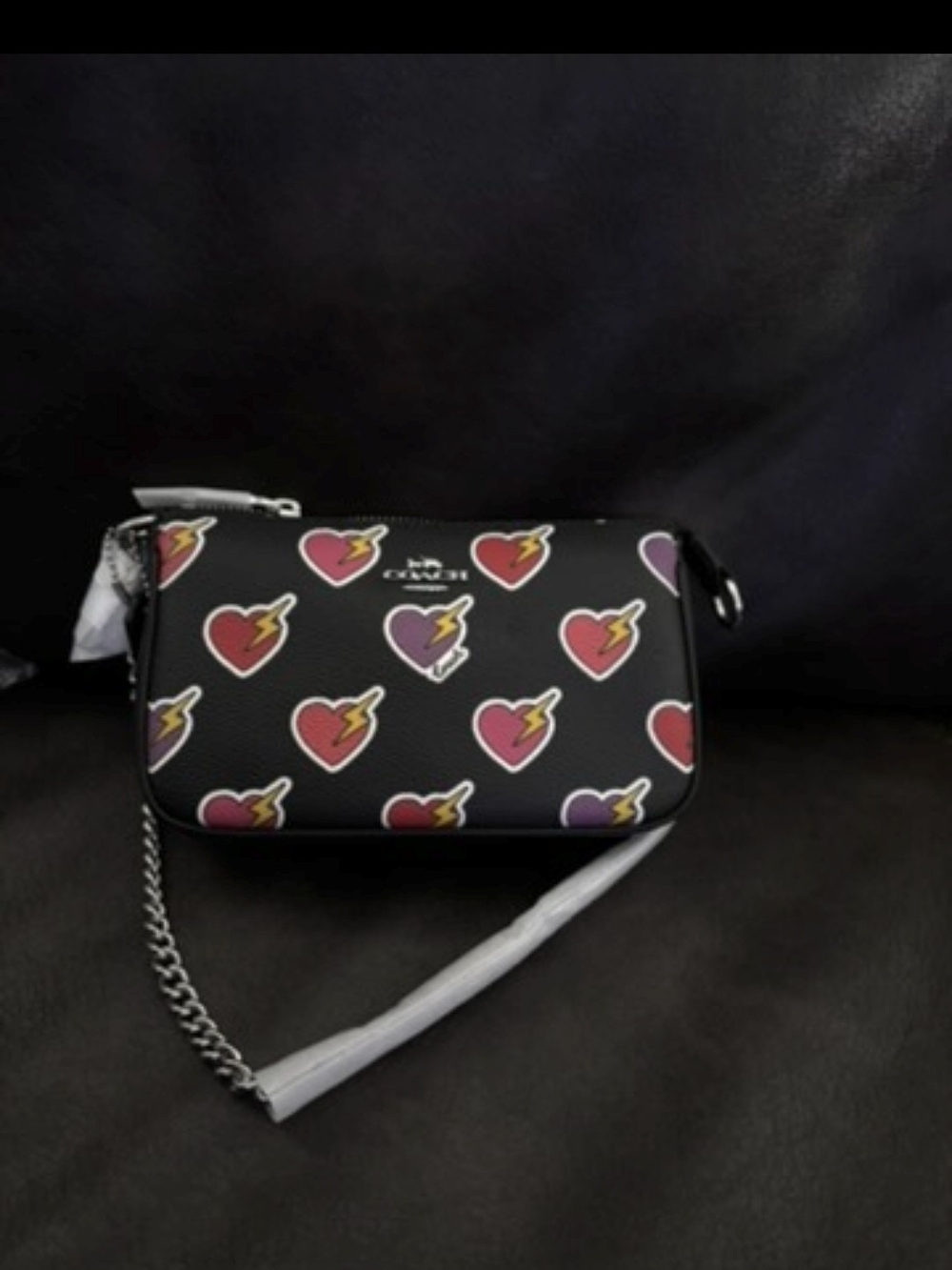 Coach Heart-Print Crossbody Bag in Black